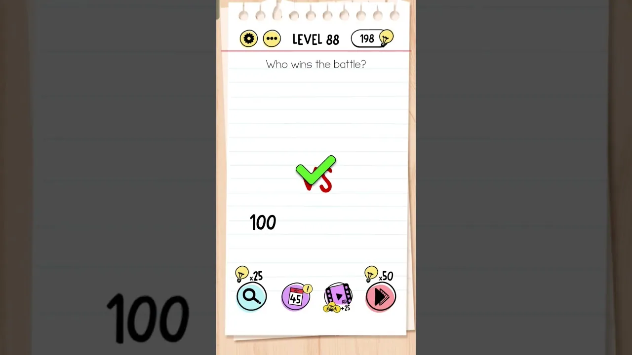 Brain Test Level 88 Who wins the battle gameplay screenshot