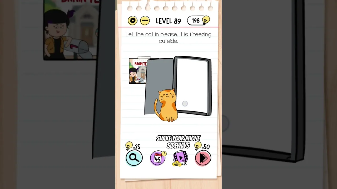 Brain Test Level 89 Let the cat in please gameplay screenshot