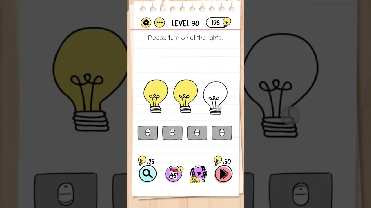 Brain Test Level 90 Please turn on all the lights. gameplay screenshot