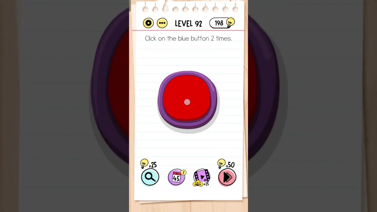 Brain Test Level 92 Click on the blue button gameplay screenshot