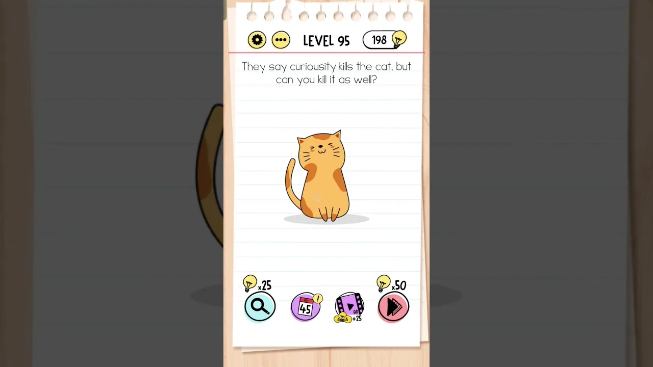 Brain Test Level 95 They say curiosity kills the cat gameplay screenshot