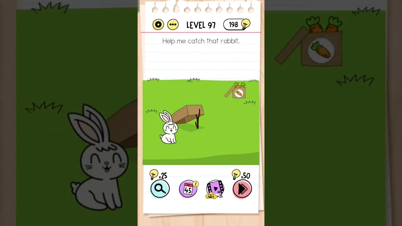 Brain Test Level 97 Help me catch that rabbit gameplay screenshot