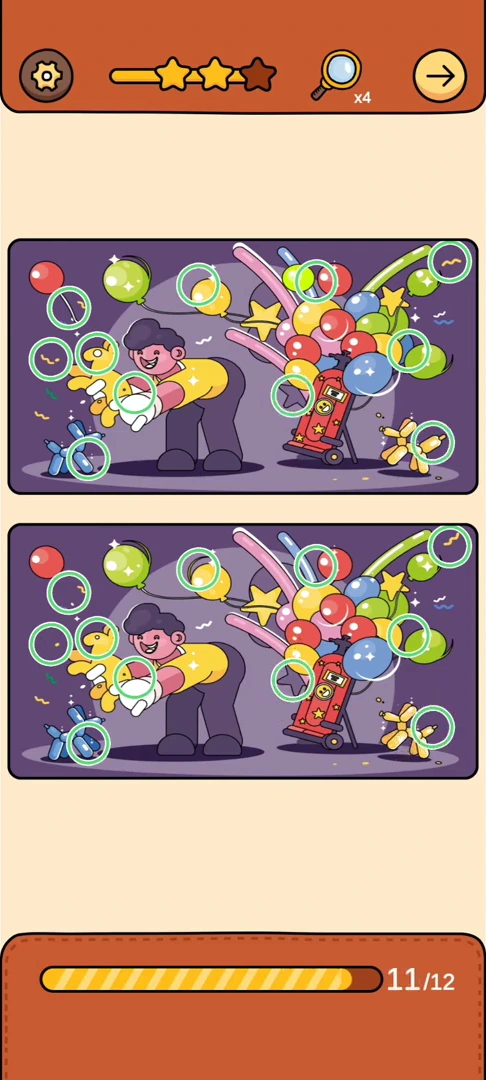 Find Out Differences reference 11 Magician and Balloons real gameplay