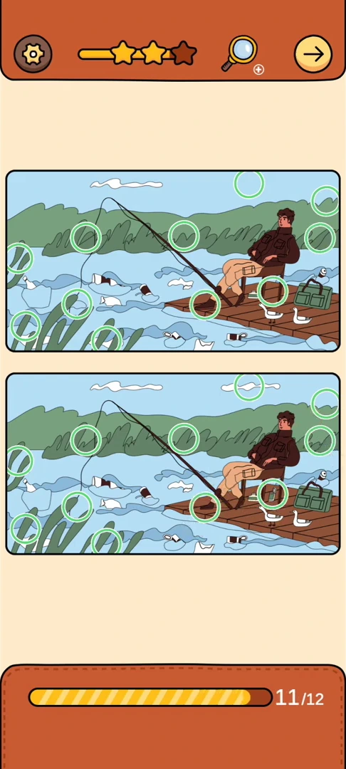 Find Out Differences reference 30 Lakeside Fisherman real gameplay