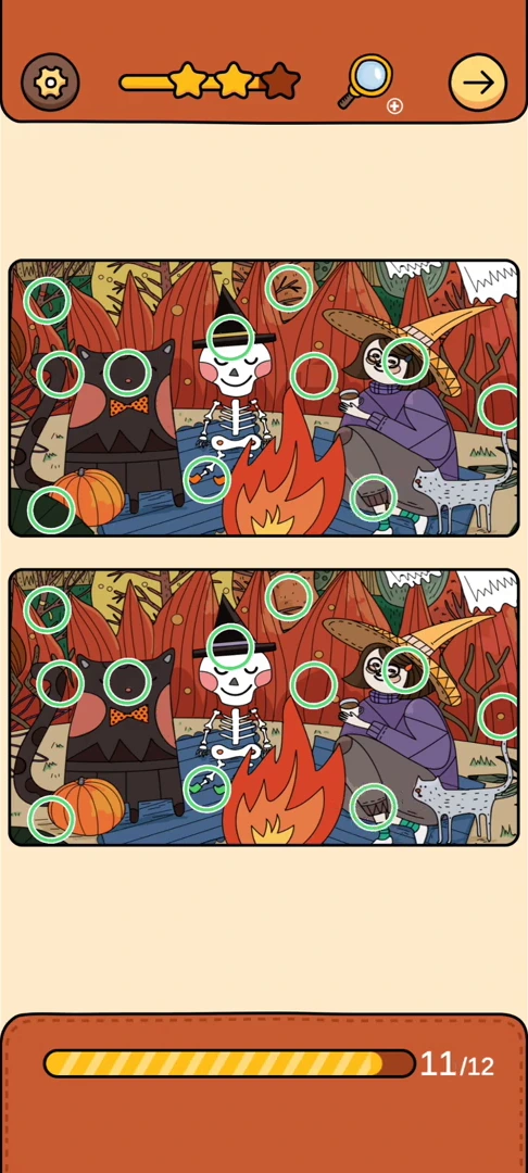 Find Out Differences reference 35 Skeleton Campfire real gameplay
