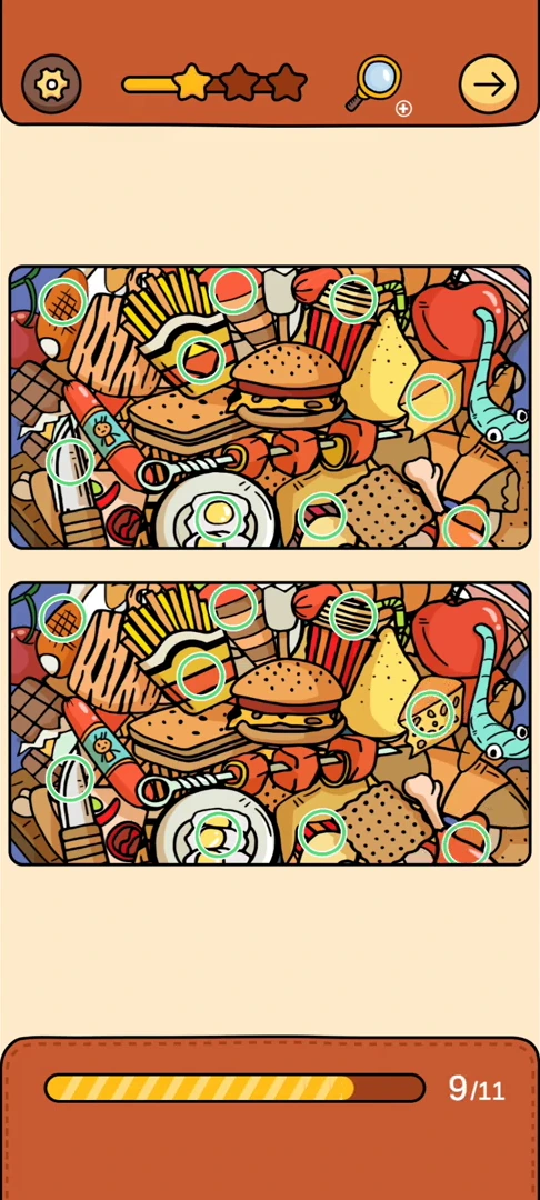 Find Out Differences reference 45 Fast-Food Collage real gameplay