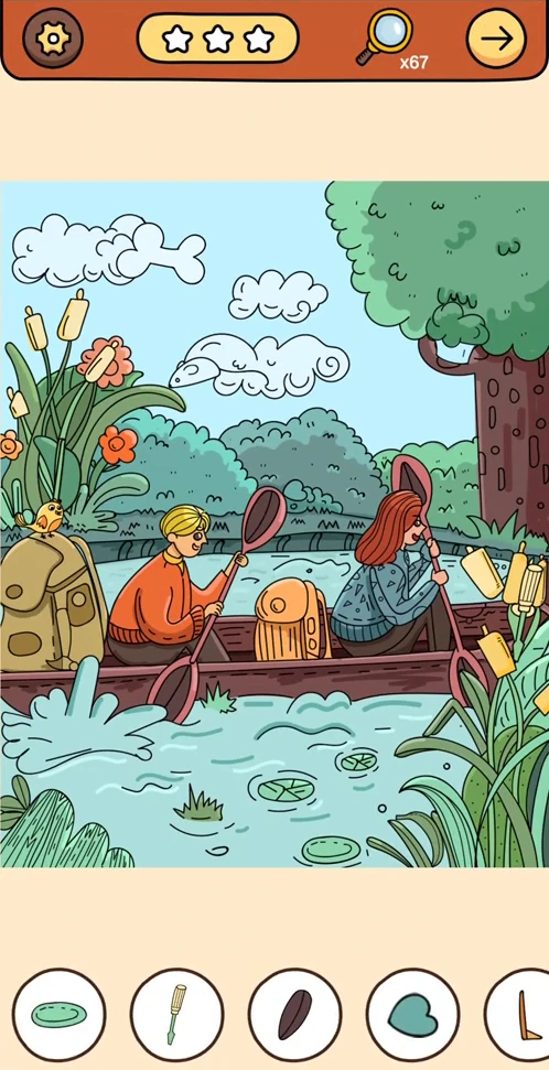 Find Out Hidden Objects reference chapter 1, scene 4 River Canoe real gameplay