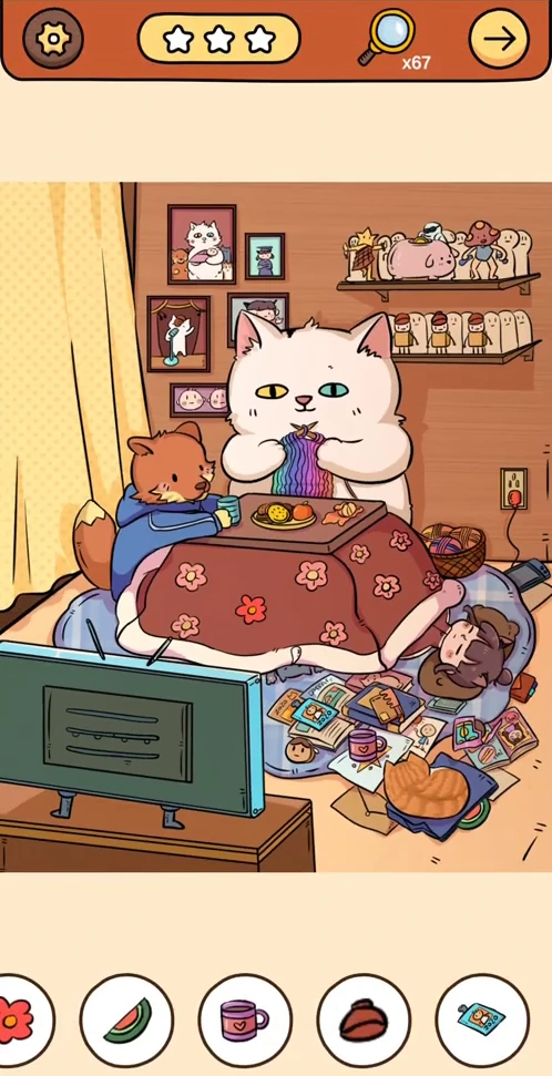 Find Out Hidden Objects reference chapter 1, scene 6 Cat Family at the Kotatsu real gameplay