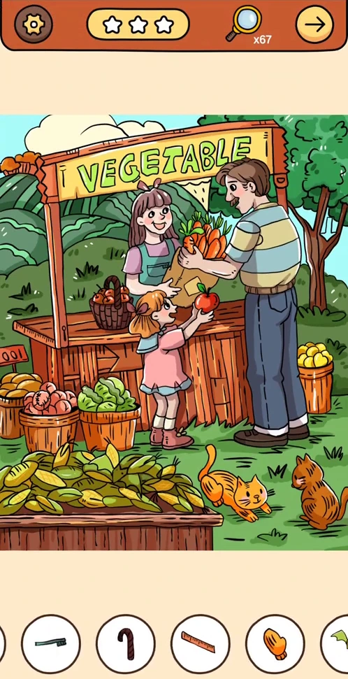 Find Out Hidden Objects reference chapter 1, scene 8 Vegetable Stall real gameplay