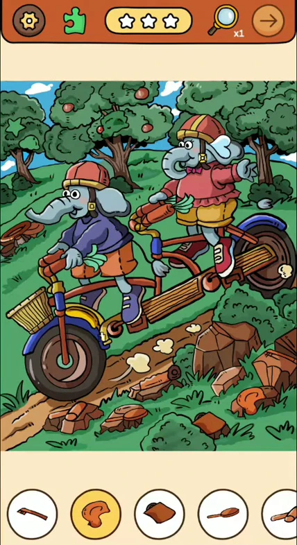 Find Out animal story reference 4, hidden-objects Animals on a Tandem Bike real gameplay