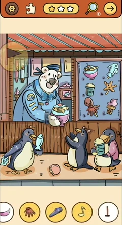 Find Out ocean story reference 1, hidden-objects Penguins at the Food Stall real gameplay