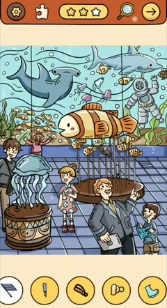 Find Out ocean story reference 7, hidden-objects Aquarium Visitors real gameplay