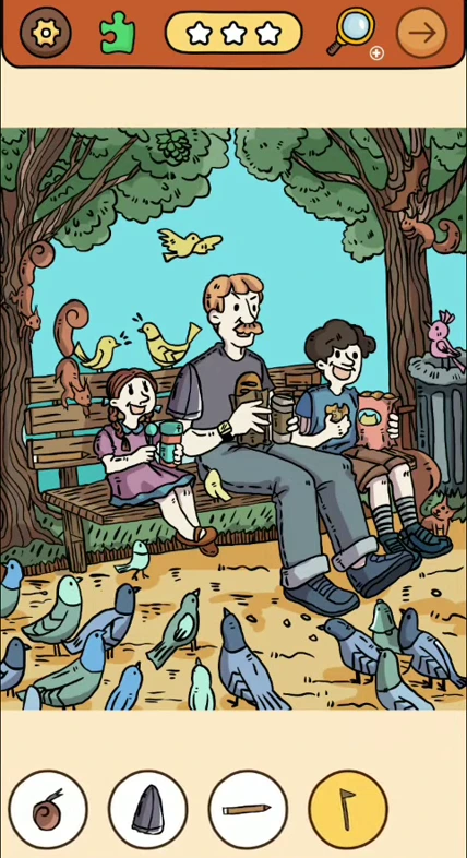 Find Out travel story reference 7, hidden-objects Feeding the Pigeons real gameplay