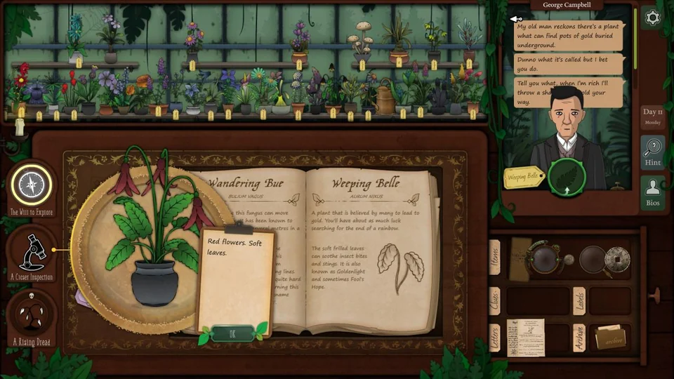 Strange Horticulture Day 11 Baylock's Elixir and Muncaster real gameplay