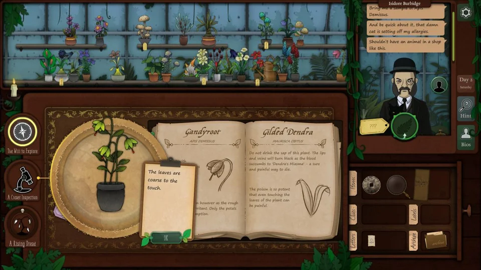 Strange Horticulture Day 2 Hard Knott Mine and the Burbidge Choice real gameplay