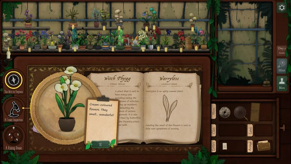 Strange Horticulture Day 5 Viewing Device and Burbidge Cleanup real gameplay