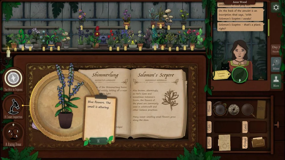 Strange Horticulture Day 7 Red Abony and Hidden Text real gameplay