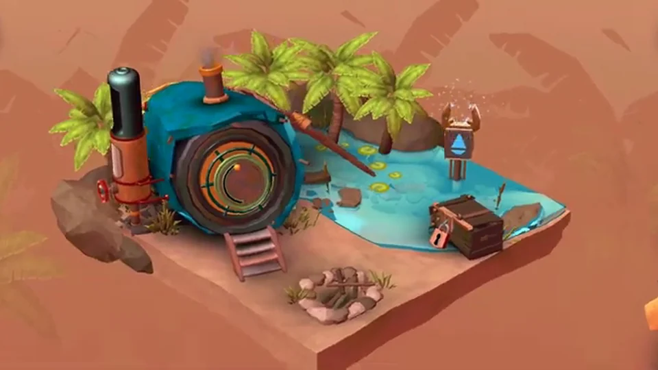 Tiny Robots Recharged Level 41 Seaside Shack real gameplay diorama