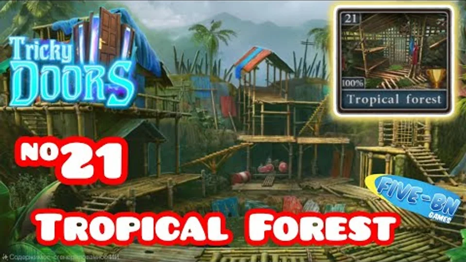 Tricky Doors Level 21 Tropical Forest walkthrough gameplay